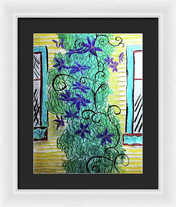 Climbing Purple Vines - Framed Print