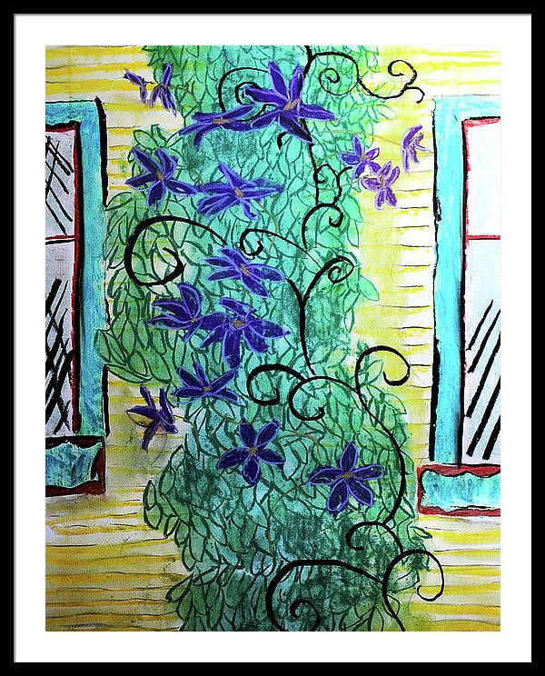 Climbing Purple Vines - Framed Print