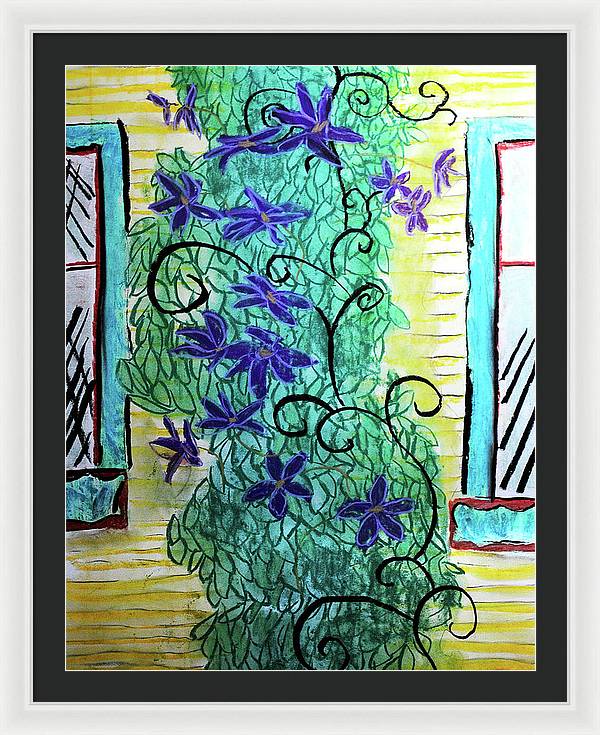 Climbing Purple Vines - Framed Print