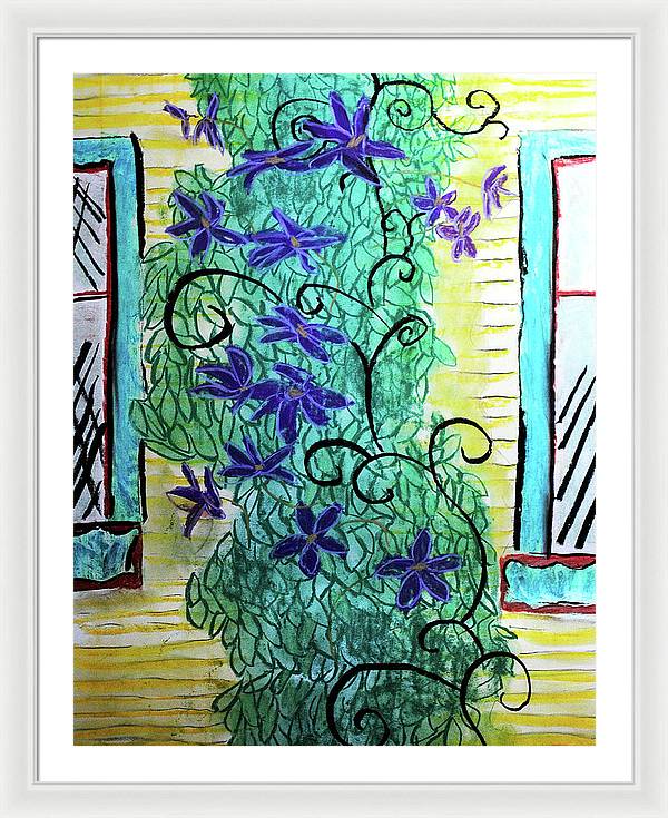 Climbing Purple Vines - Framed Print
