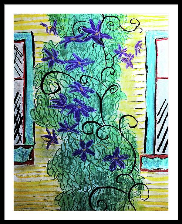 Climbing Purple Vines - Framed Print