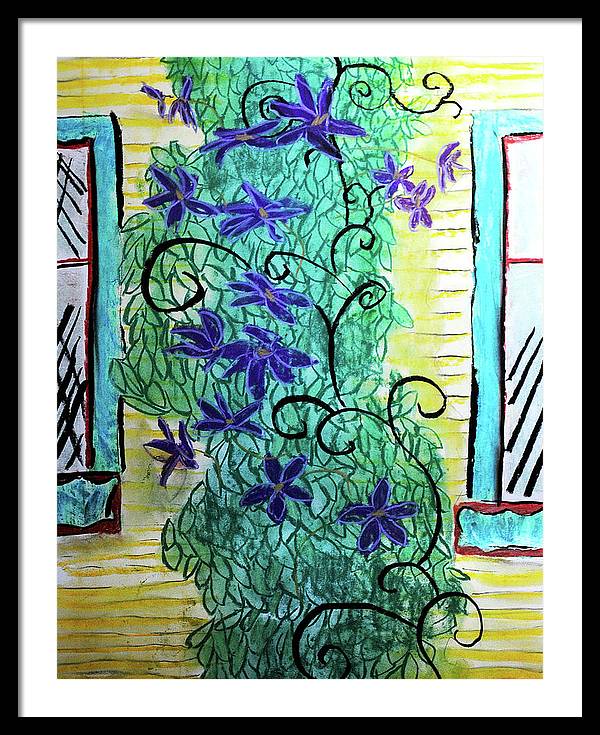 Climbing Purple Vines - Framed Print