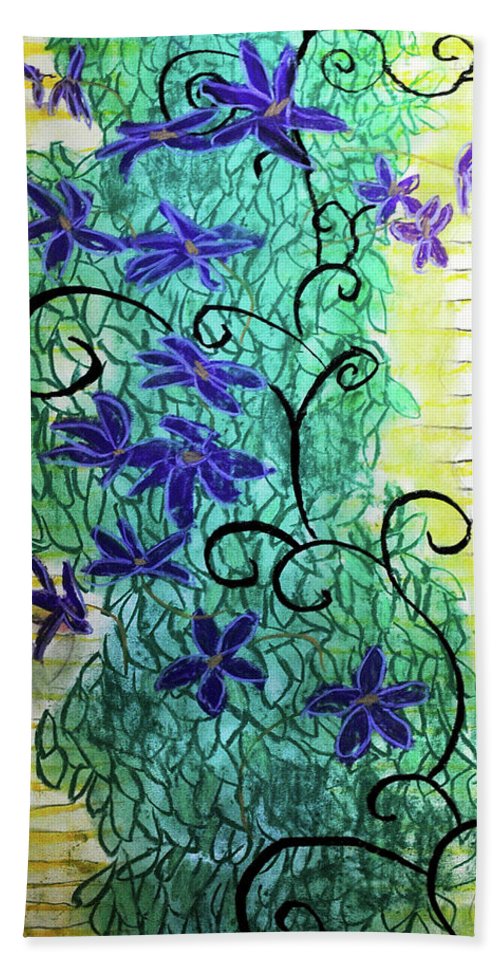 Climbing Purple Vines - Beach Towel