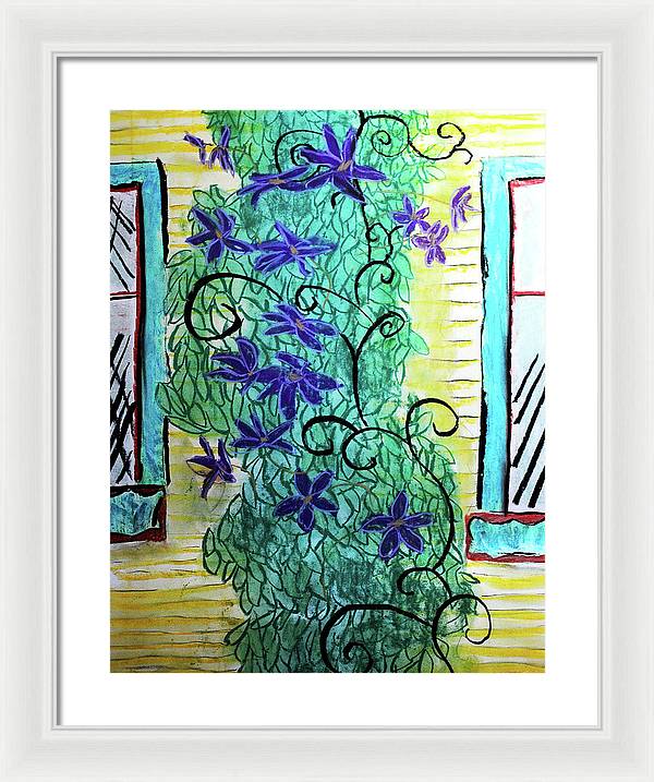 Climbing Purple Vines - Framed Print