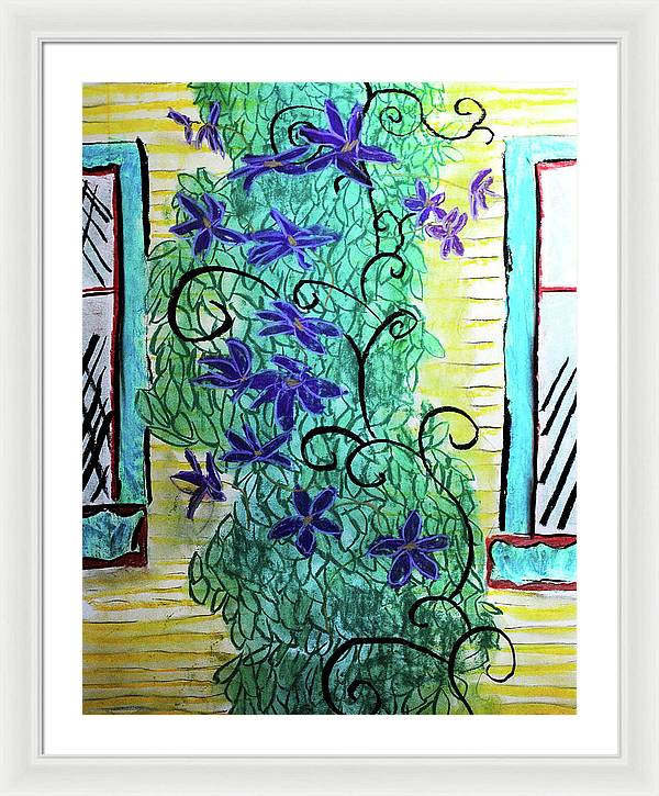 Climbing Purple Vines - Framed Print