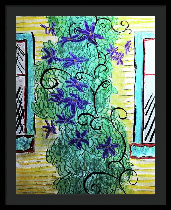 Climbing Purple Vines - Framed Print