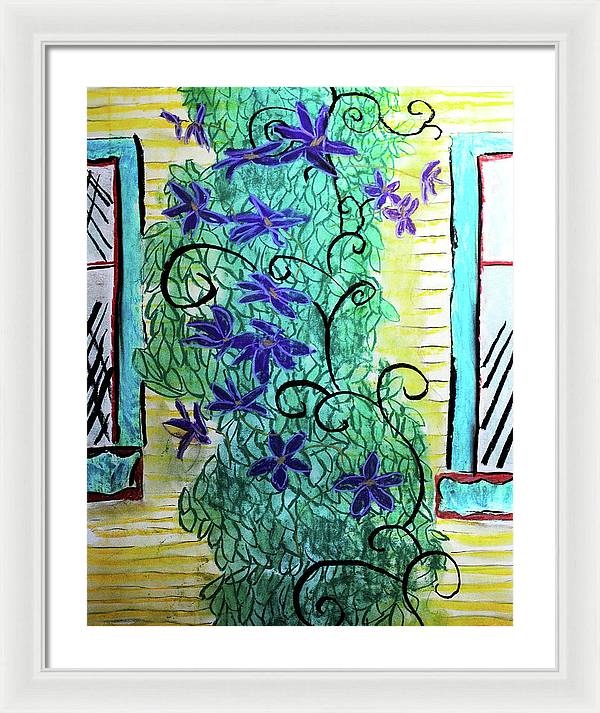 Climbing Purple Vines - Framed Print