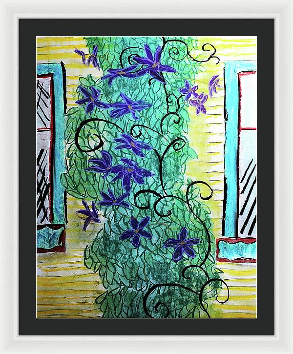 Climbing Purple Vines - Framed Print