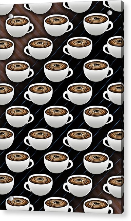 Coffee Cups and Stripes - Acrylic Print