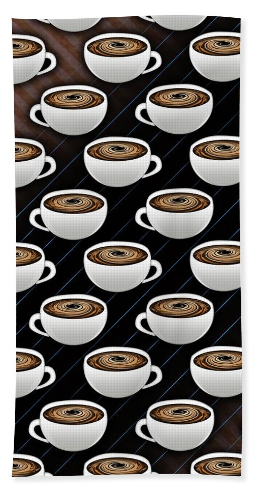 Coffee Cups and Stripes - Beach Towel