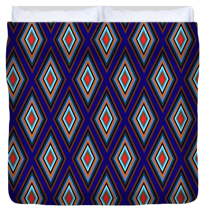Colorful Diamonds Geometric Pattern Variation 3 - Duvet Cover
