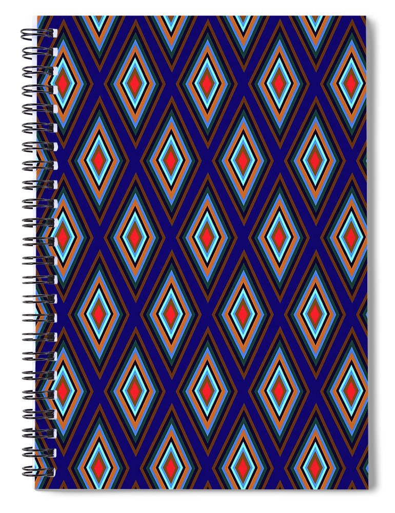 Colorful Diamonds Geometric Pattern Variation 3 - Spiral Notebook