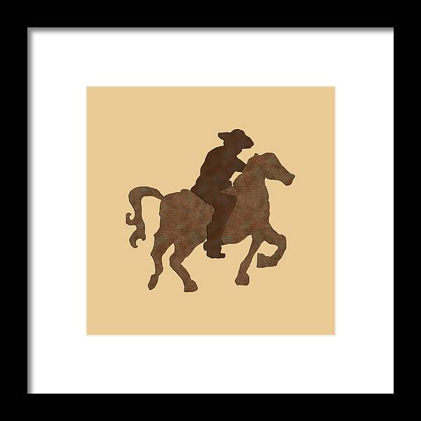 Cowboy On A Horse - Framed Print