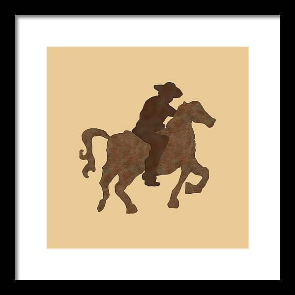 Cowboy On A Horse - Framed Print