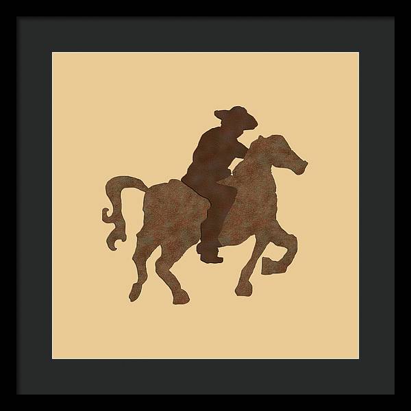 Cowboy On A Horse - Framed Print