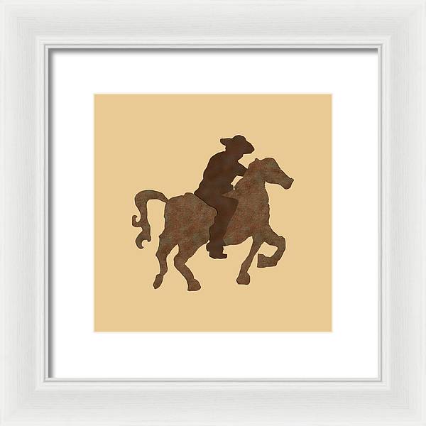 Cowboy On A Horse - Framed Print
