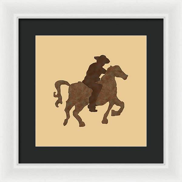 Cowboy On A Horse - Framed Print