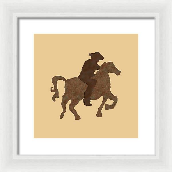 Cowboy On A Horse - Framed Print