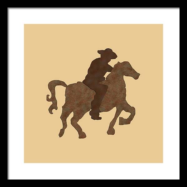 Cowboy On A Horse - Framed Print