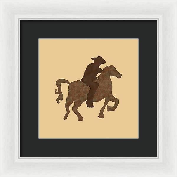 Cowboy On A Horse - Framed Print