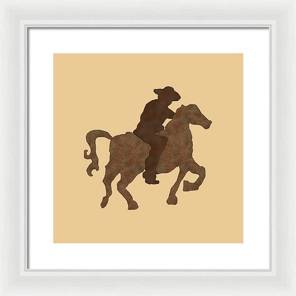 Cowboy On A Horse - Framed Print
