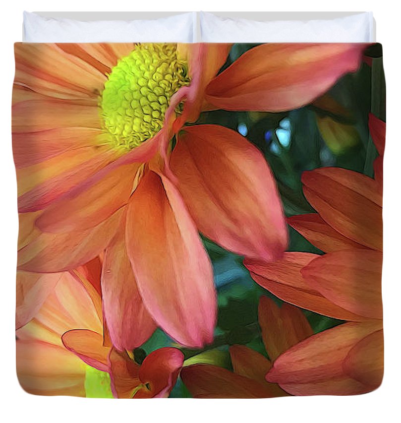Cream and Pink Daisies Close Up - Duvet Cover
