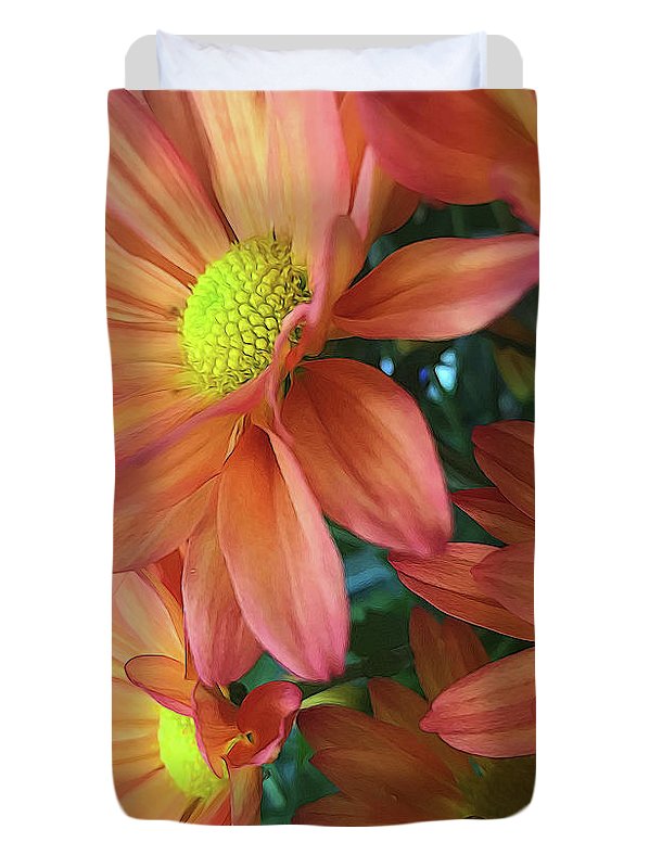 Cream and Pink Daisies Close Up - Duvet Cover