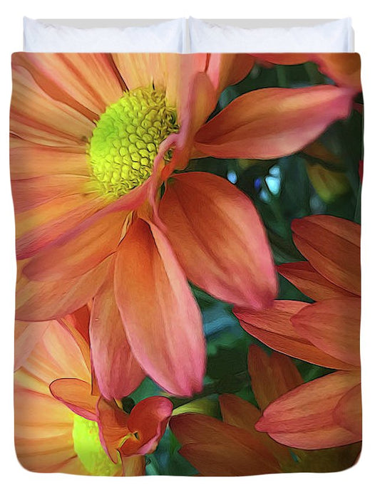 Cream and Pink Daisies Close Up - Duvet Cover