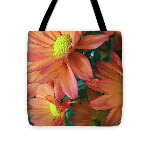 Cream and Pink Daisies Close Up - Tote Bag
