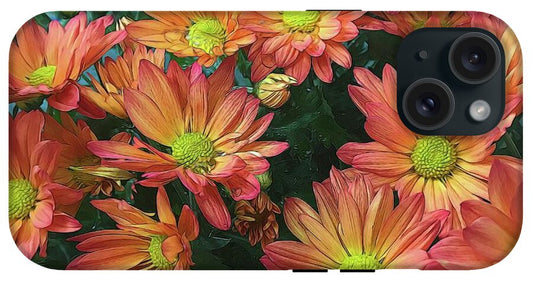 Cream and Pink Fall Flowers - Phone Case