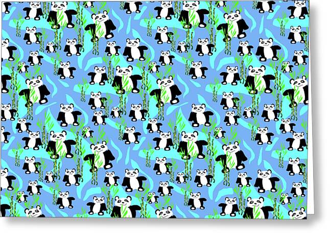 Cute Panda Bears Pattern - Greeting Card