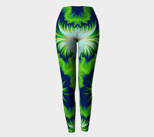 Blue Green Earth fractal leggings