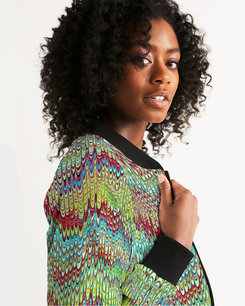 Cool Green Marbled Women's Bomber Jacket