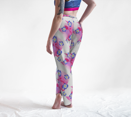 Blue Flowers on Pink Lounge Pants