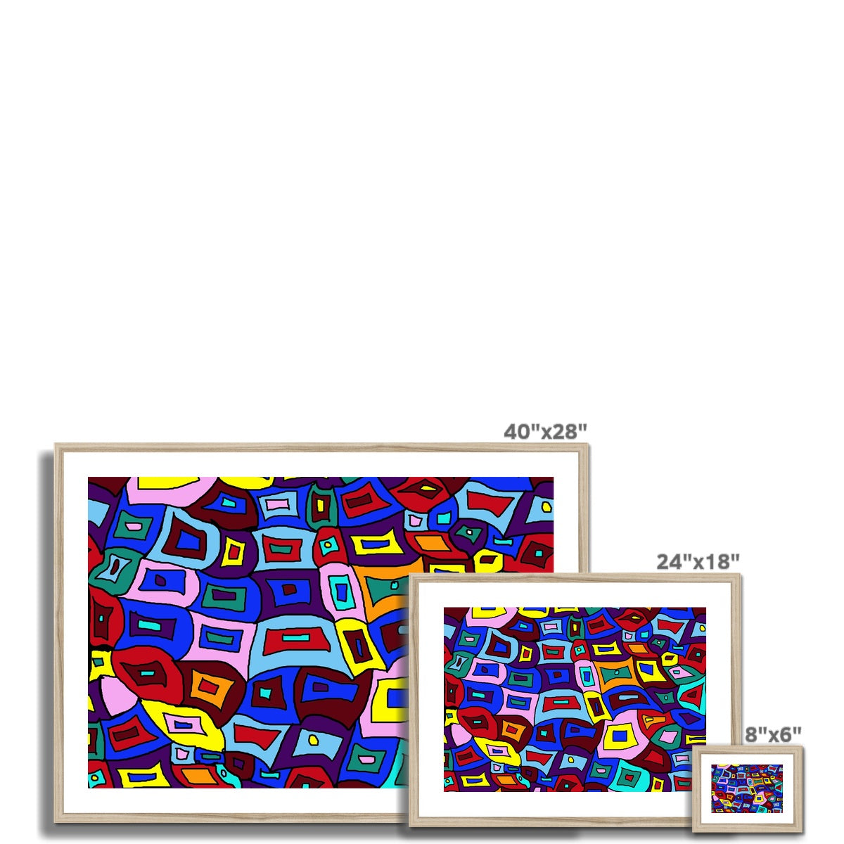 Wavy Square Pattern Framed & Mounted Print
