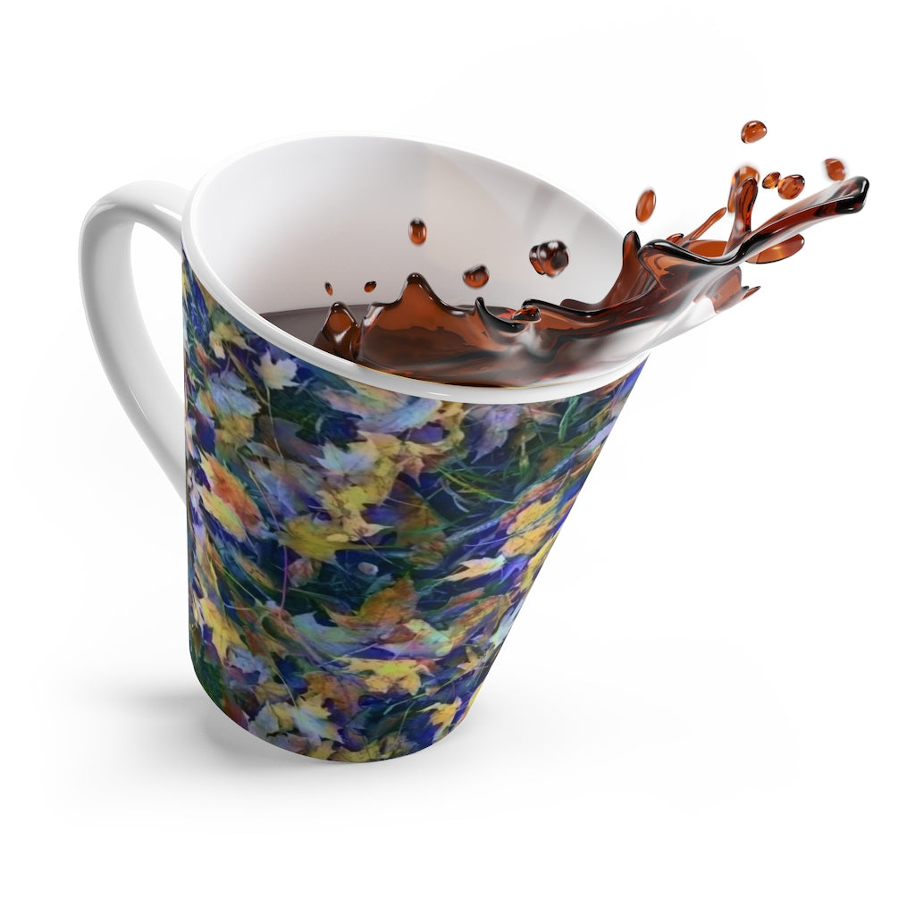 Late October Leaves In Blue Latte mug
