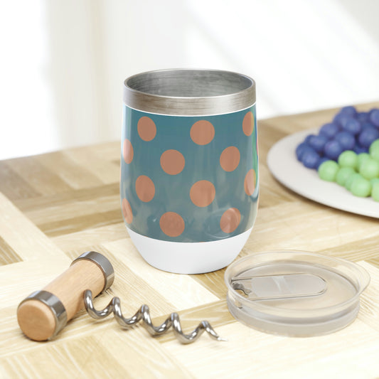 Denim and Brown Polkadots Chill Wine Tumbler