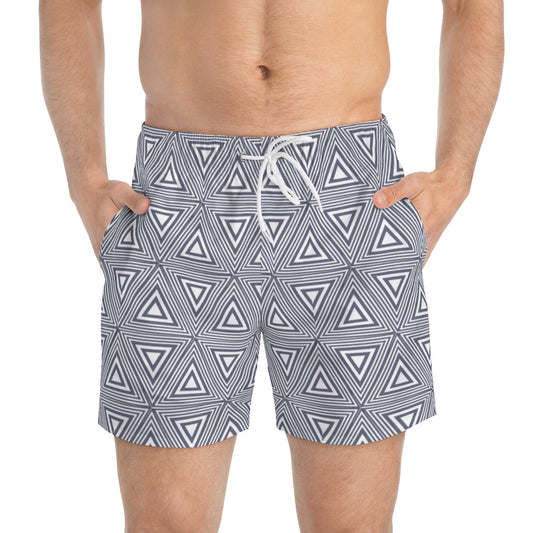 Gray Triangles Swim Trunks