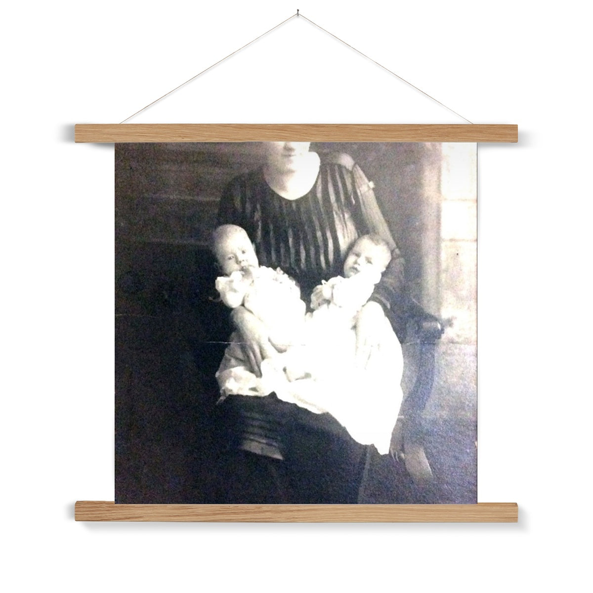 Early 1900s Mother and Twins Fine Art Print with Hanger