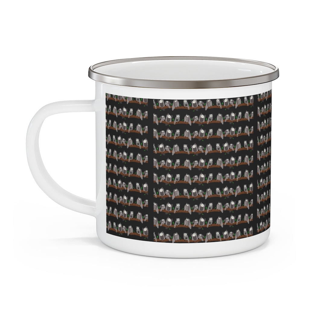 Cute Owl Pattern Enamel Camping Mug