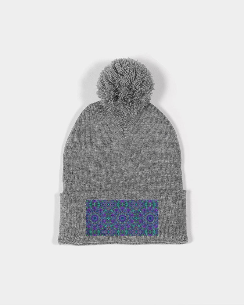 Blue Green Purple Kaleidoscope Pom-Pom Knit Beanie | Sportsman