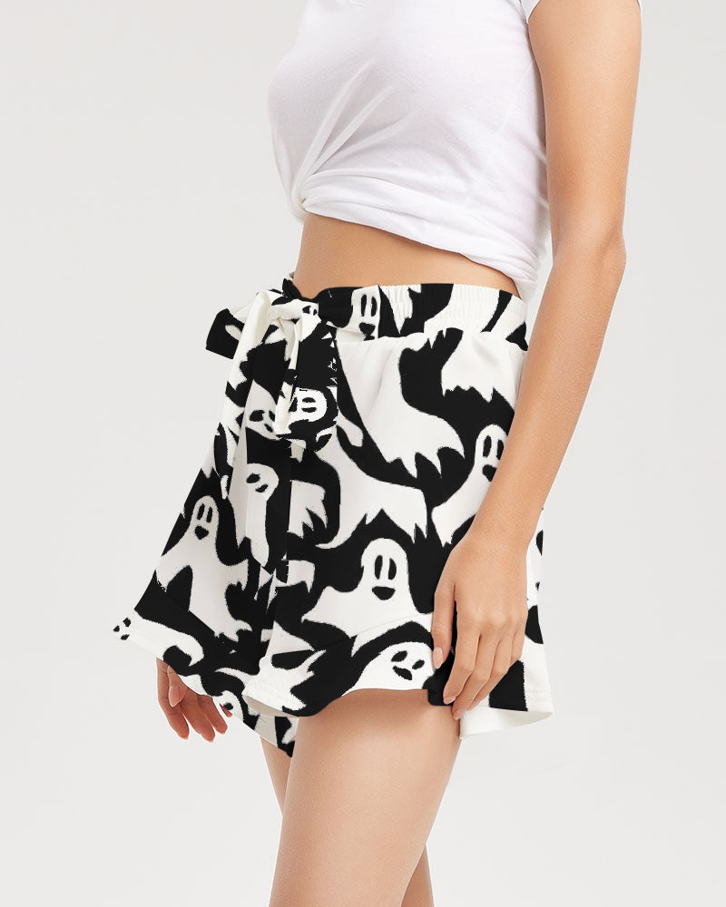 Ghosts Pattern Women's Ruffle Shorts