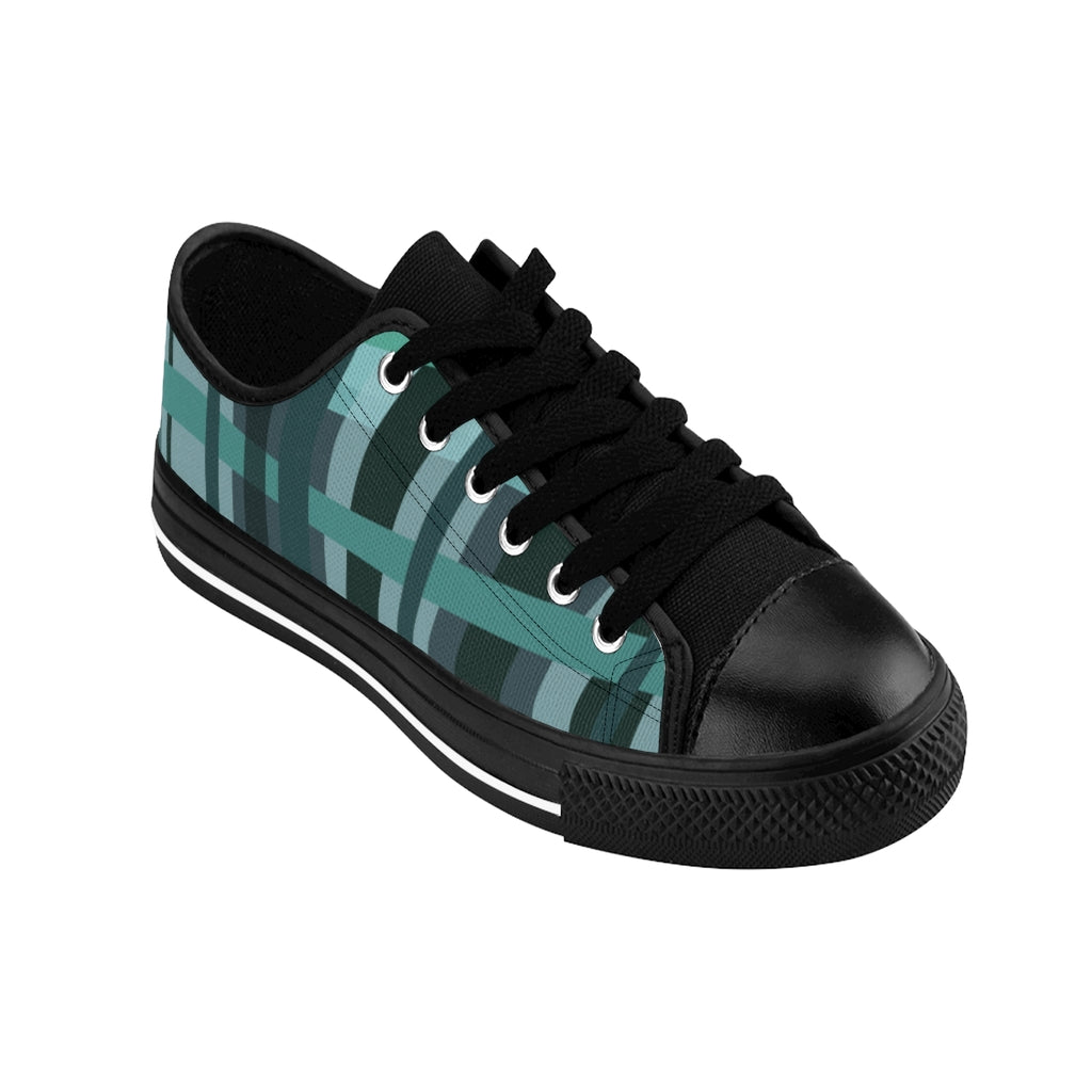 Blue Green Plaid Women's Sneakers