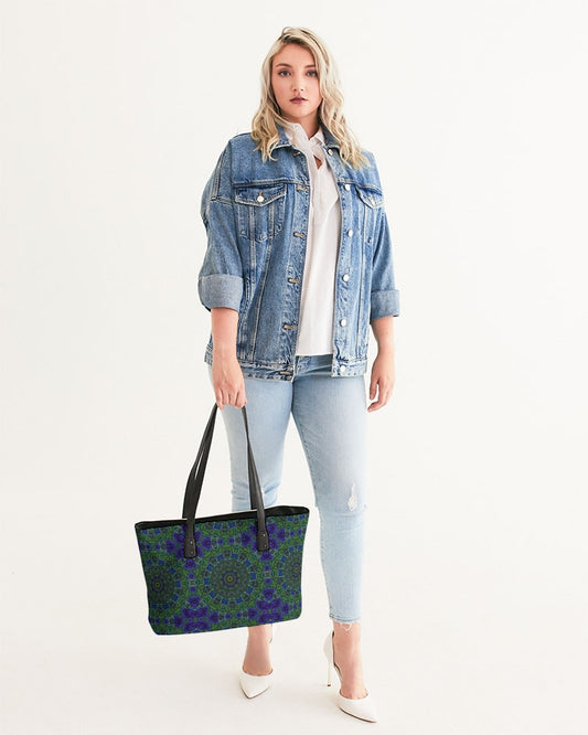 blue Green Ribbon Kaleidoscope Stylish Tote