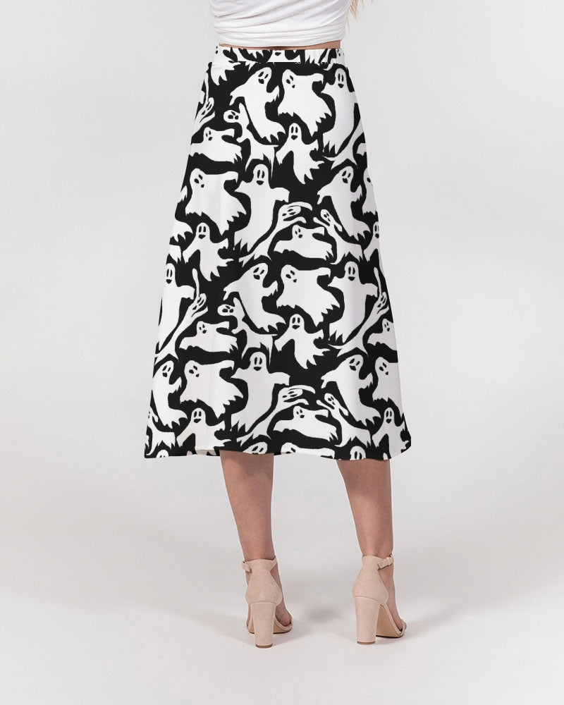 Ghosts Pattern Women's A-Line Midi Skirt