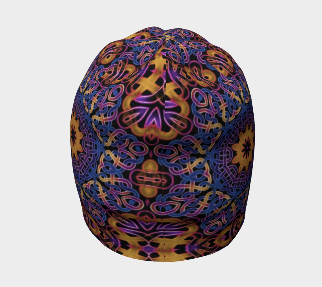 Blue Gold Celtic Kaleidoscope Beanie
