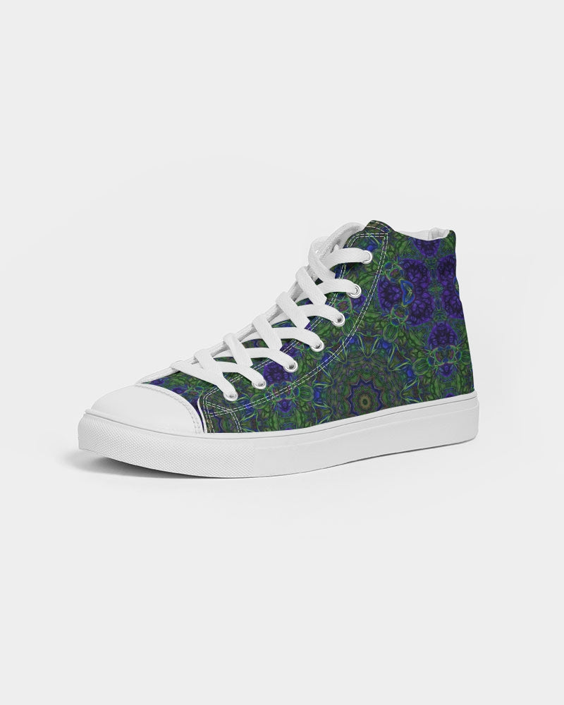 blue Green Ribbon Kaleidoscope Women's Hightop Canvas Shoe