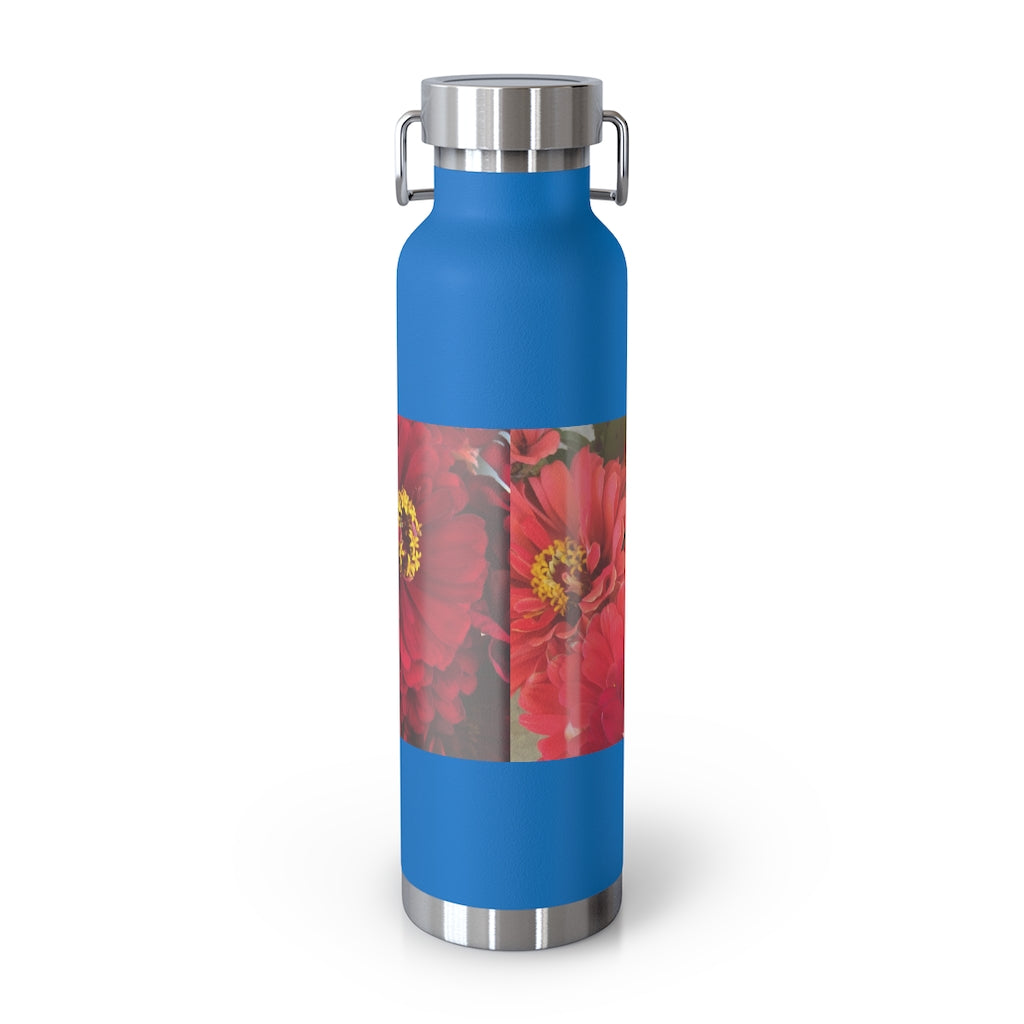 Peach and Pink Zinnias 22oz Vacuum Insulated Bottle