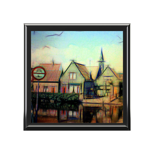 Vintage Travel Row Of Houses Jewelry Box