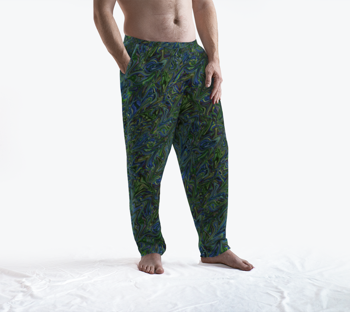 Blue Green Liquid Marbling Lounge Pants